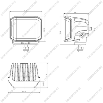 Preview: LED Arbeitsscheinwerfer Cube Side Shooter mit Warnlicht | 8400 lm, 70 W