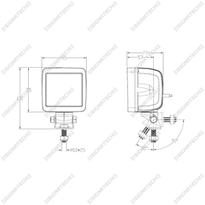 Preview: LED Arbeitsscheinwerfer quadratisch, schwenkbar | 7600 lm, 76 W